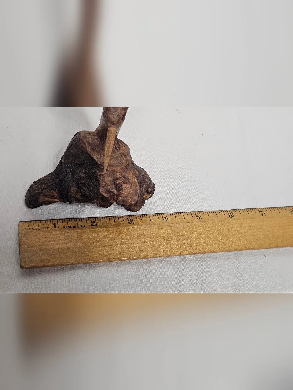 Vintage Hand Carved Wooden Hummingbird Sculpture Ironwood Burl Base Figurine 6" - Picture 9 of 9